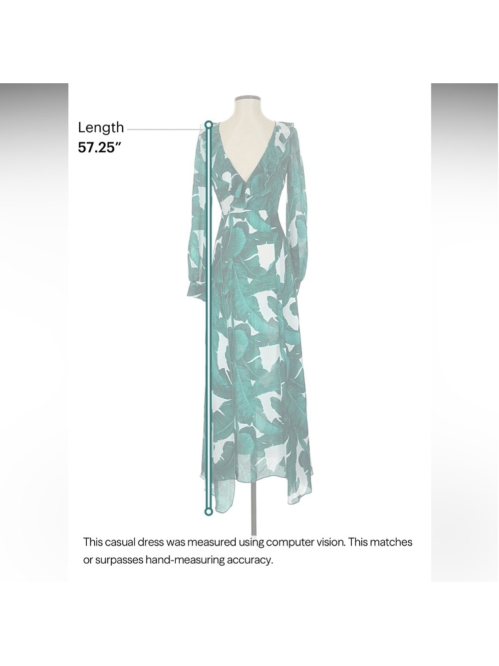 Miss Ord Elegant Green Leaf Print Maxi Dress - Picture 5 of 7